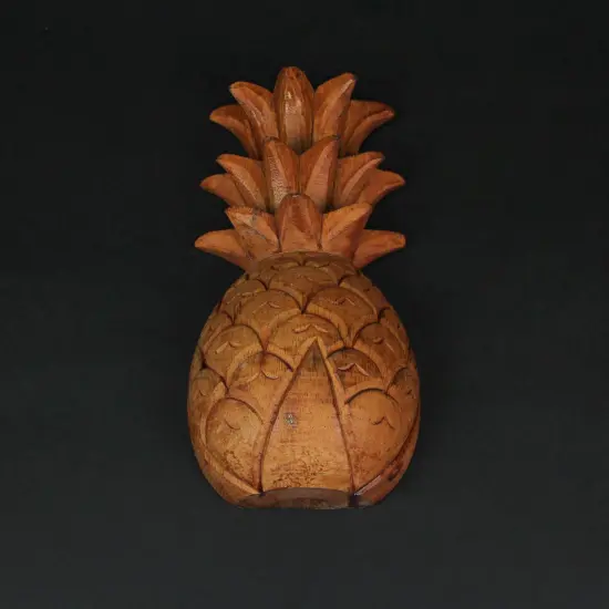 Set of 2 Hand Carved Wooden Pineapple Hanging Wall Art Sculptures Home Decor {6}