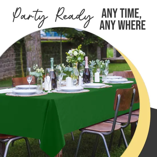 Exquisite 12-Pack Premium Plastic Tablecloth 54in. x 108in. Rectangle Plastic Table Cover Emerald {4}