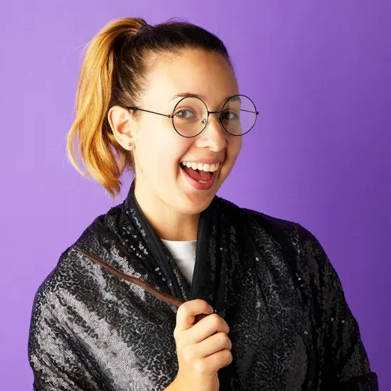 4 Pack Fake Round Wizard Glasses for Halloween Magic Party Costumes Eyewear Accessories Favors, Black {7}