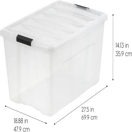 IRIS USA 2 Pack 94 Quart Stackable Plastic Storage Bins with Lids and Latching Buckles {2}