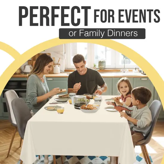 Exquisite 6-Pack Premium Plastic Tablecloth 54in. x 108in. Rectangle Plastic Table Cover Ivory {5}