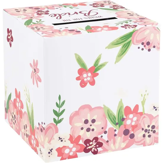 Juvale Advice Cards and Box, Wishes for The Bride (8 x 8 in, 50 Pack) Pink {7}