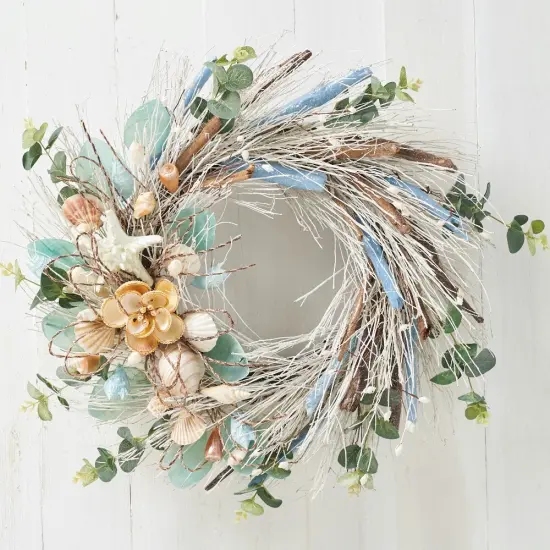 Coastal Shell Wreath 22" Handcrafted Decorations Christmas Gift - Holiday Tree {1}