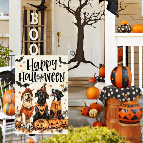 Happy Halloween Dogs Garden Yard Flag 12x18 Inch(Boo Dogs) {2}