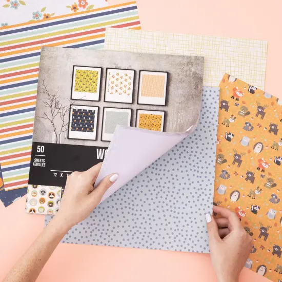 Colorbok 68lb Designer Single-Sided Paper 12"X12" 50/Pkg-Woodsy, 25 Designs/2 Each {5}