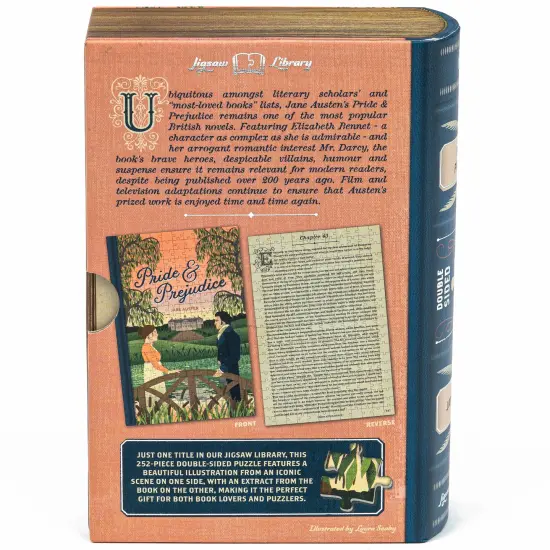 Professor Puzzle: Jigsaw Library - Pride & Prejudice - 252 Piece Double-Sided Puzzle, Illustrated Book Scene, 19.4x14.5", Collectible Book Shaped Box {3}