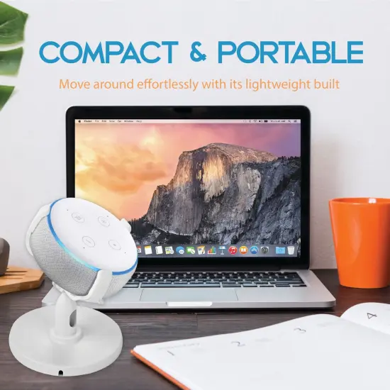 Echo Dot 3rd Generation Stand Holder with 360 Rotation for Table & Desktop, White {6}
