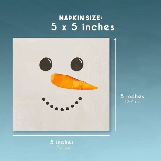 Snowman Holiday Napkins, Christmas Party Decorations (White, 5 x 5 In, 50 Pack) {7}