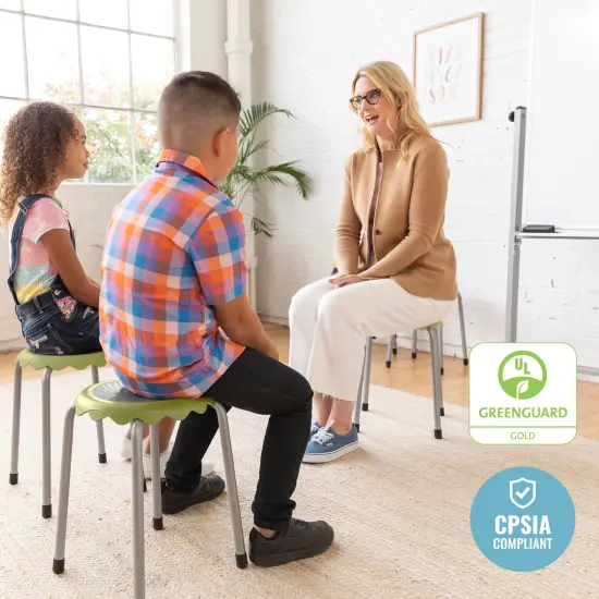 Daisy Stackable Stool Set, Flexible Seating, 8-Piece Fern Green {5}