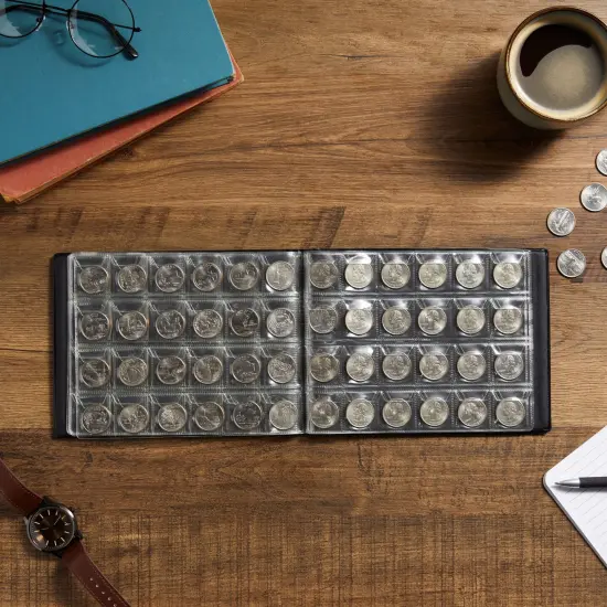 Juvale 240 Pocket Coin Holders for Collectors - Coin Collection Album for Pennies, Quarters, Rare Coins (Dark Blue) {2}