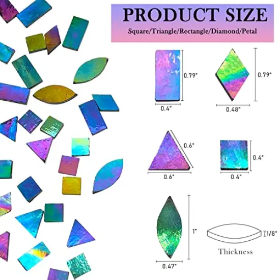 LITMIND Iridescent Glass Mosaic Tiles for Crafts, 240 Pieces 5 Shapes Mixed Stained Glass Sheets, Mosaic Kits for Adults (Iridescent Black) {4}