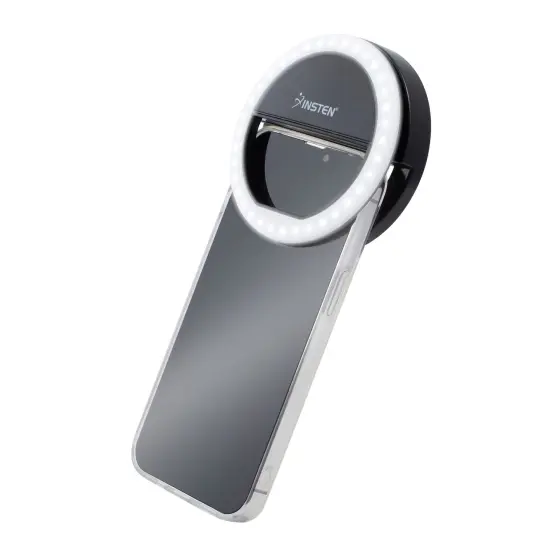 Insten 3" Mini LED Selfie Ring Light with Clip for Laptop Tablet Cell Phone Video, Dimmable, 36 Beads, Battery Powered, Black {2}