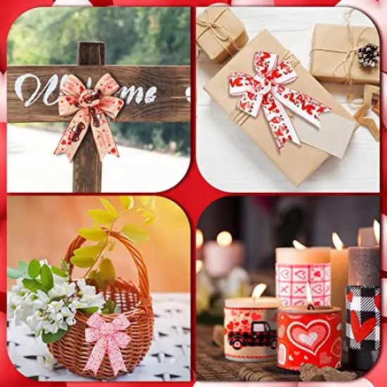 30 Yards Love Heart Ribbons Heart Pattern Wired Edge Ribbon Happy Valentine's Day Ribbons for Gift Wrap DIY Crafts Wedding Birthday Valentine's Day Party Decoration, 6 Rolls 2.5 Inch {2}