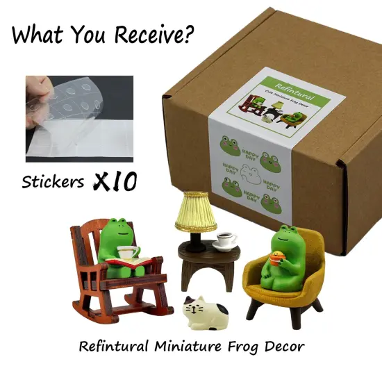 Miniature Frog Figurines Statue, Adorable Frog Collectibles for Desk and Bedroom Decor, Cute Frog Perfect Indoor Home Decorations and Gifts {5}