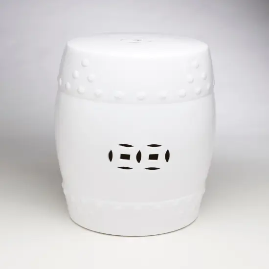 AA Importing 59852-WH White Finish Ceramic Garden Stool {1}