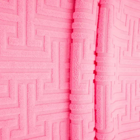 1 Yard Geo Towel Jacquard Knit Fabric 250 GSM, 58/59&Prime; Wide Polyester Spandex Blend PINK LT. {2}