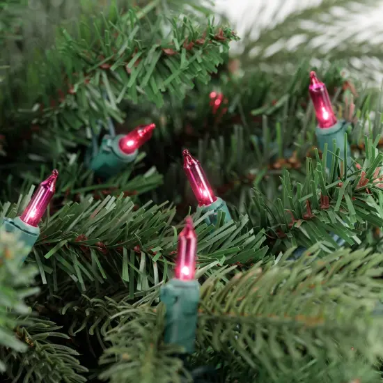 Brite Star Mini Christmas Light Set - Pink - 34' Green Wire - 100ct {5}