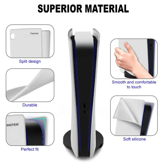 Insten Silicone Skin Cover For PS5 Digital Edition Console, Anti-Scratch Anti-Dust Protective Case, White {6}