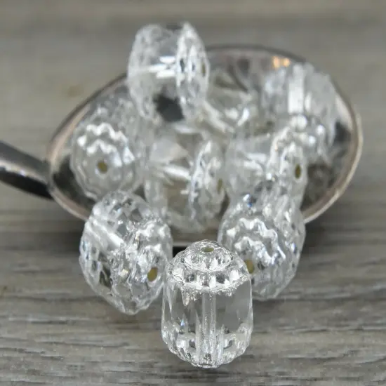 *20* 8mm Silver Washed Clear Fire Polished Cathedral Beads {6}