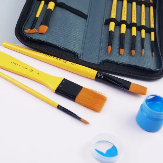 Angels Craft 10-Piece Synthetic Bristles Brush Set with Zip-Up Carrying Pouch {3}