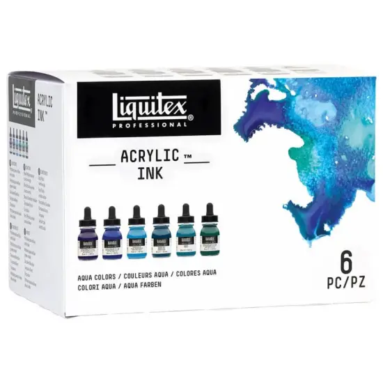 Liquitex Professional Acrylic Inks Aqua Colors Set of 6, 30ml {1}