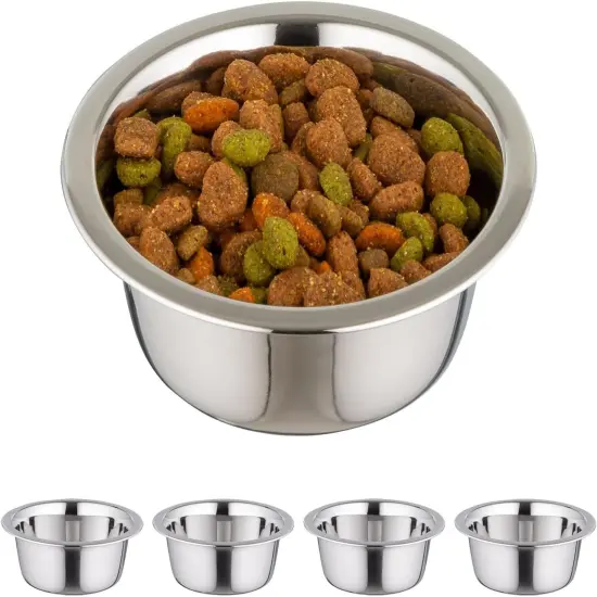 IRIS USA Stainless Steel Dog Bowls - 5 Pack, 16 oz Small Stainless Steel Dog Bowls Silver {1}
