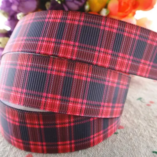 Plaid Linen Look Wired Ribbon 1.5" x 25 yd Red {2}