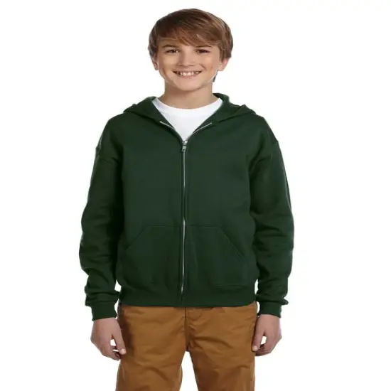 Jerzees&reg; Youth NuBlend Fleece Full-Zip Hooded Sweatshirt FOREST GREEN {1}