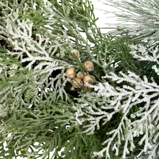 Northlight Real Touch&trade; Cedar and White Pine Artificial Christmas Wreath - 30" - Unlit Green {5}