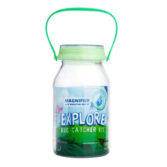 reCAP Kids Exlore Mason Jar Bug Catcher and Habitat Kit, Glow in the Dark Green with Magnifying Lid, 4 x 7 inches {1}