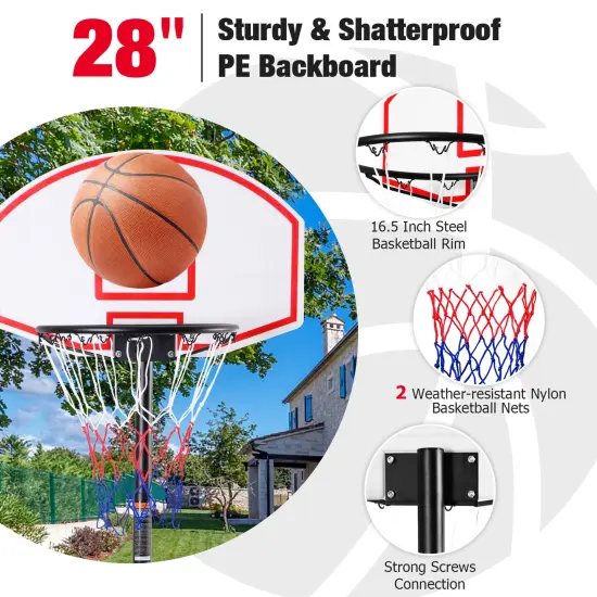 Costway Adjustable Basketball Hoop System Stand Kid Indoor Outdoor Net Goal W/ Wheels {6}