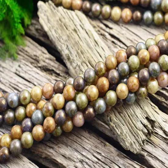 *25* 8mm Gemtone Picasso Round Druk Beads {3}