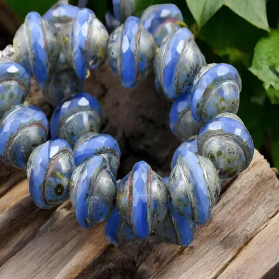 Cornflower Blue Picasso Saturn Beads - Choose your Size {4}