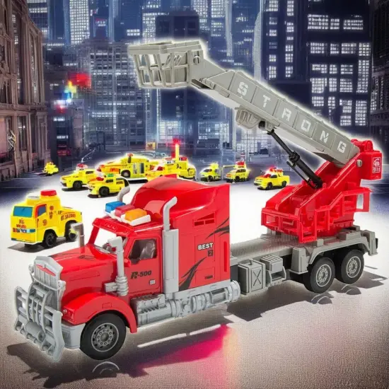 Kitcheniva Kids Toy 1: 15 Remote Control RC Fire Truck With Extendable Ladder Lights Sounds {3}