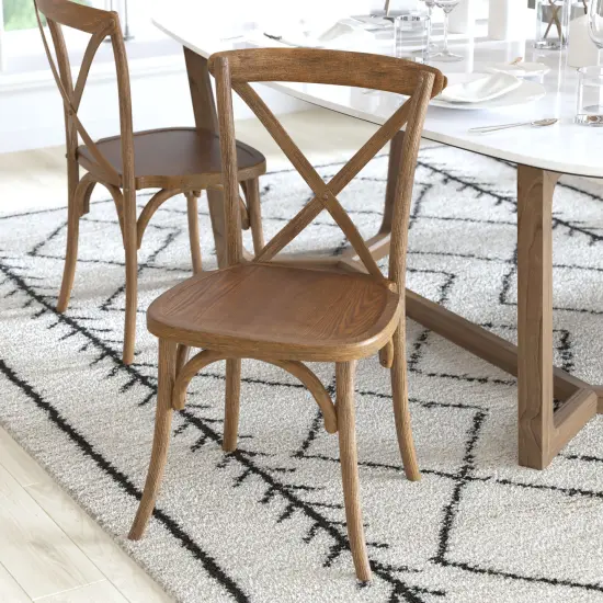 Emma and Oliver 2-pack X-Back Chair Dark Natural {5}