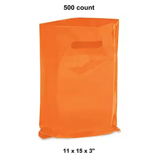 Tailored Die Cut Handle Bags for 11 x 15 x 3" Orange {1}