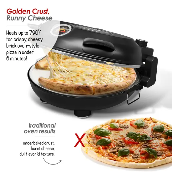 Eatex 12 Inch Countertop Pizza Oven Black {3}