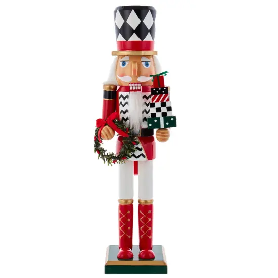 Kurt Adler 15-Inch Red, White and Black Nutcracker with Gift Box and Wreath {1}