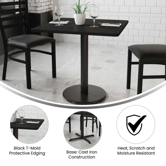 Emma and Oliver 30" Square Laminate Table Top with 18" Round Table Height Base Black {3}