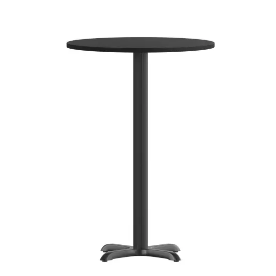 Emma and Oliver 36" Round Laminate Table Top with 30"x30" Bar Height Table Base Black {2}