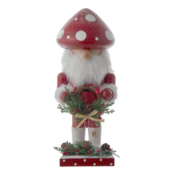 Kurt Adler 9-Inch Wooden Mushroom Santa Nutcracker {1}