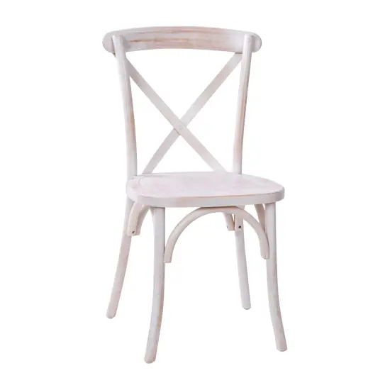 Merrick Lane Bardstown X-Back Bistro Style Wooden High Back Dining Chair Lime Wash {2}