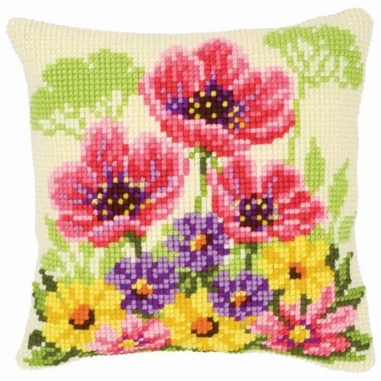 VervacoFlower Field Pillow Cover Needlepoint Kit Multi {1}