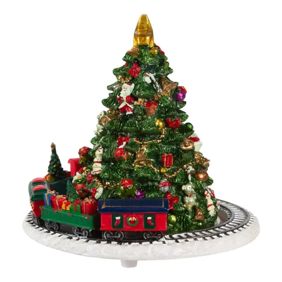 Kurt Adler 6-Inch Christmas Tree with Revolving Train Music Box {4}