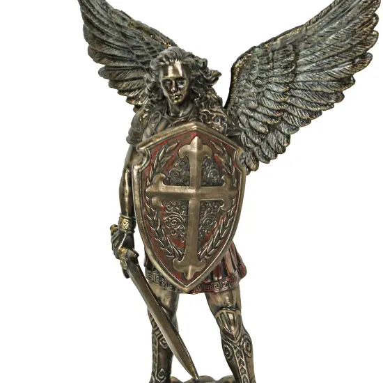 St. Michael the Archangel with Sword and Shield Bronze Finish Statue {3}