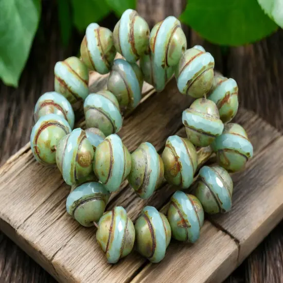 Aqua Opal Picasso Saturn Beads -- Choose Your Size {1}