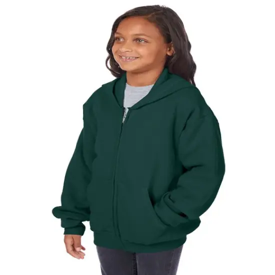 Hanes&reg; Youth Full-Zip Hooded Sweatshirt BLACK {4}