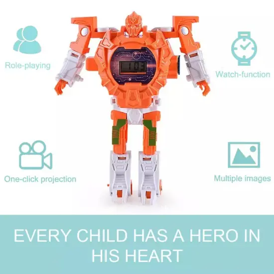 Kitcheniva Kids 2 in 1 Projection Deformed Robot Watch Electronic Transformers Toys {4}