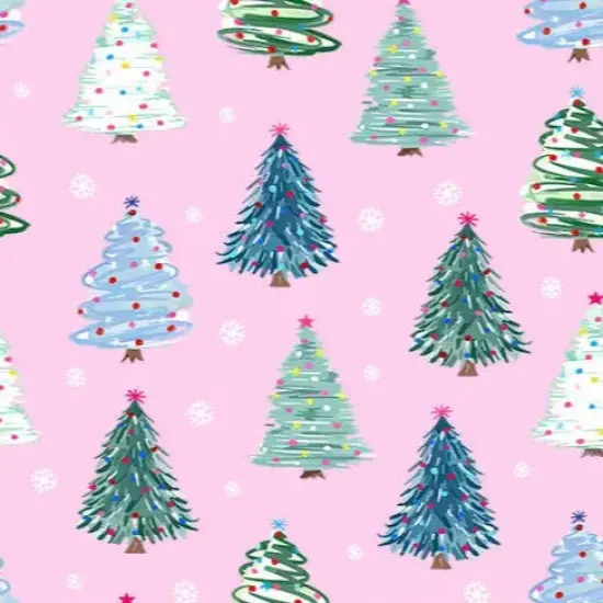 Twinkle Trees Cloud Cuddle Pink Fabric per yard {1}