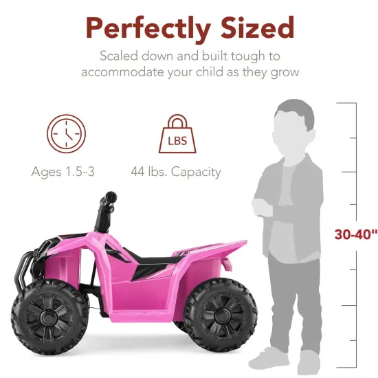 Best Choice Products 6V Kids Ride-On 4-Wheeler Quad ATV Car w/ 1.8mph Max Speed, Treaded Tires Pink {2}